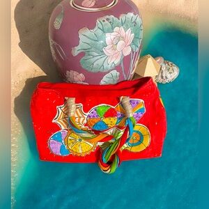 A Rainbow for Life graphic umbrella rainbow cotton print purse 12 x 7 inches